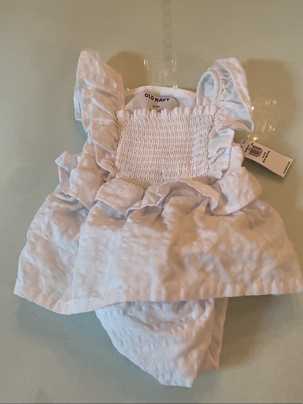 Old Navy White Ruffle Baby Sunsuit